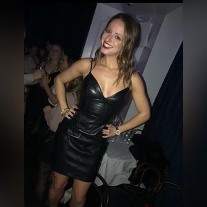 Black leather dress